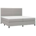 vidaXL Posteľ boxsping s matracom a LED bledosivá 200x200 cm látka