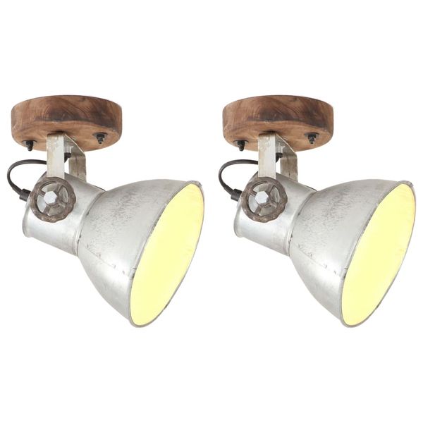 vidaXL Industriálne nástenné / stropné lampy 2 ks strieborné 20x25 cm E27