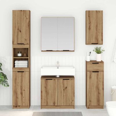 vidaXL Set kabinetov do kúpeľne 3 pcs Remeselný dub Kompozitné drevo