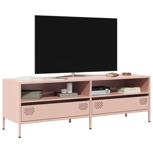 vidaXL TV skrinka ružová 135x39x43,5 cm oceľ valcovaná za studena