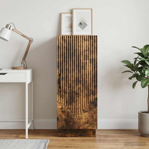 vidaXL Servírovacia skriňa Dymový dub 33 x 34,5 x 87 cm