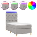 vidaXL Posteľ boxsping s matracom a LED bledosivá 90x200 cm látka