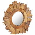 vidaXL Nástenné zrkadlo 40 cm okrúhle teakové drevo