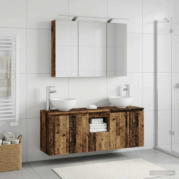 vidaXL Set kabinetov do kúpeľne 4 pcs Staré drevo 100 x 14,5 x 70 cm