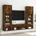 vidaXL 5-dielne TV nástenné skrinky s LED dymový dub kompozitné drevo