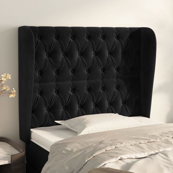 vidaXL Čelo postele so záhybmi čierne 93 x 23 x 118/128 cm zamat