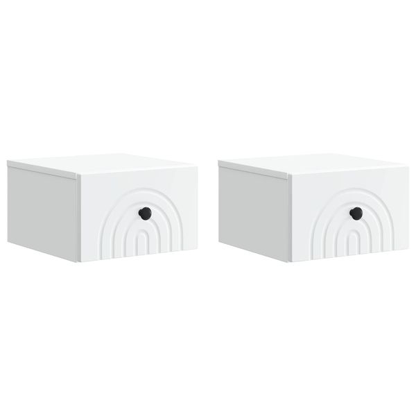 vidaXL Nástenná nočná skrinka Nástenný 2 pcs Biela 33 x 34,5 x 20 cm
