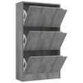 vidaXL Botník s 3 dvierkami betónový 59x24x105 cm drevotrieska