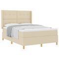 vidaXL Posteľ s pružinovým rámom Krémová 140 x 190 cm látka