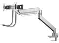 Neomounts Select  NM-D775DXSILVER / Flat Screen Desk mount (10-32") desk clamp/grommet / Silver Držák, VESA, stolní, pro 2 ploché monitory, úhloprícka 10"-32", náklon 20°, otácení 360°, rotace 360°, nosnost 16kg, stríbrný