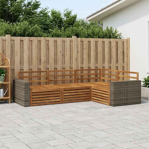 vidaXL Záhradná súprava gaučov 4 pcs Prírodná 255,5 x 176,5 x 73 cm
