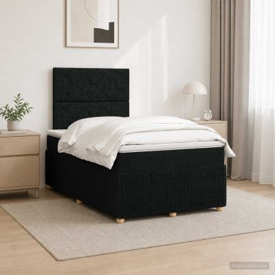 vidaXL LED boxspring posteľ s matracom Čierna 120 x 200 cm Látka