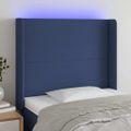 vidaXL Čelo postele s LED modré 93x16x118/128 cm látka