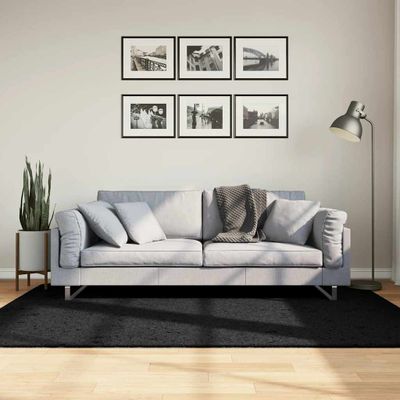 vidaXL Shaggy koberec PAMPLONA, vysoký vlas, moderný, čierny 140x200cm