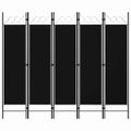 vidaXL Paraván s 5 panelmi, čierny 200x180 cm