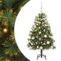 vidaXL Umelý vianočný stromček s pniškami Zelená 120 cm PVC a PE a kov