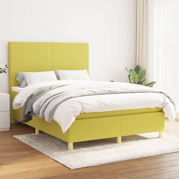vidaXL Boxspring posteľ s matracom zelená 140x190 cm látka