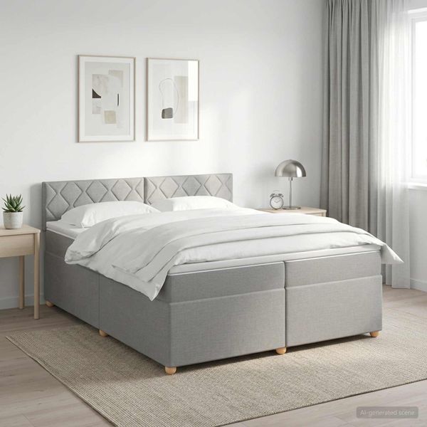 vidaXL Posteľ boxspring s matracom Svetlosivá 200 x 200 cm Látka