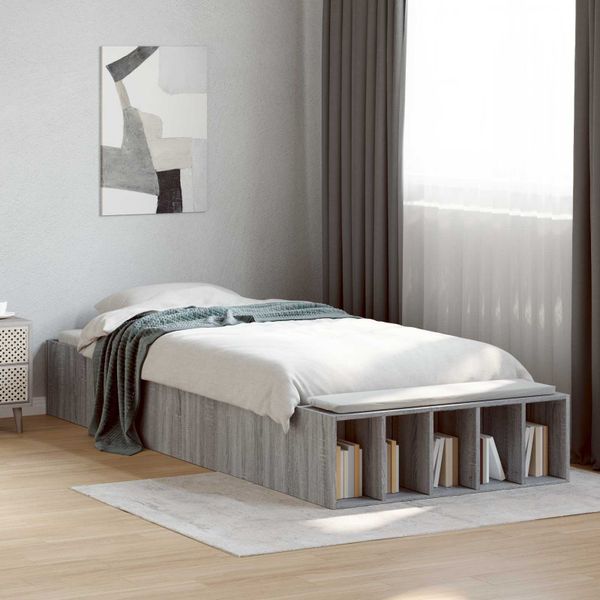 vidaXL Rám postele so skladom Sivý Sonoma 80 x 200 cm Kompozitné drevo