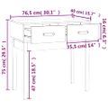 vidaXL Konzolový stolík čierny 76,5x40x75 cm masívne borovicové drevo