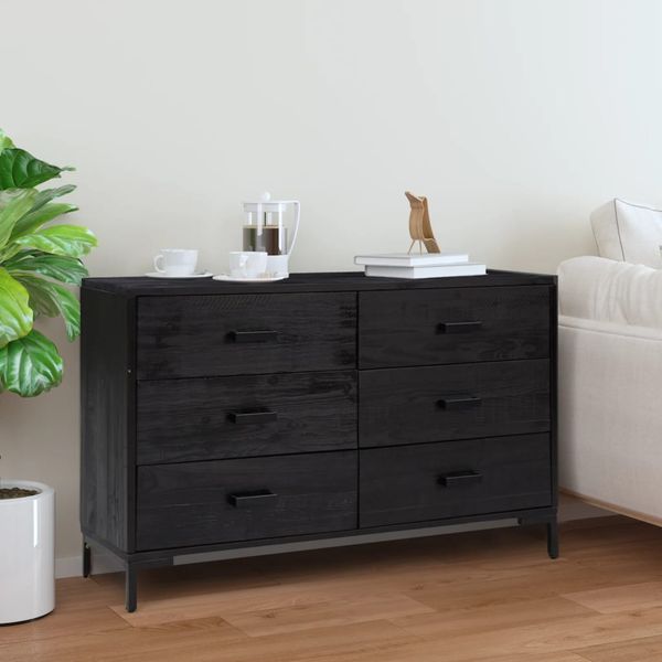 vidaXL Komoda, čierna 110x35x70 cm, borovicový masív