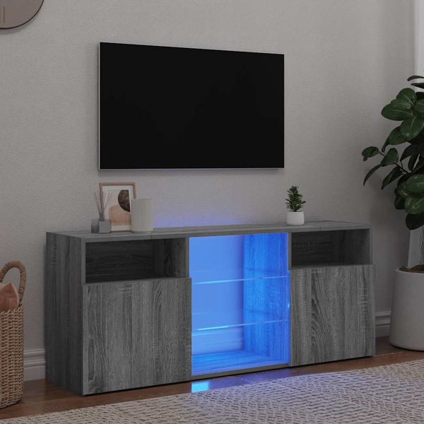 vidaXL TV skrinka s LED svetlami sivá sonoma 120x30x50 cm