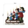 LED svietnik – snehuliaci na saniach, 24 cm, 2x AA, vnútorný, teplá biela, časovač