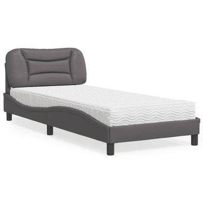 vidaXL Posteľ s matracom Hvar sivá 90x200 cm umelá koža