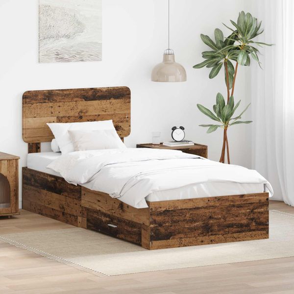 vidaXL Rám postele Staré drevo 100 x 200 cm Kompozitné drevo
