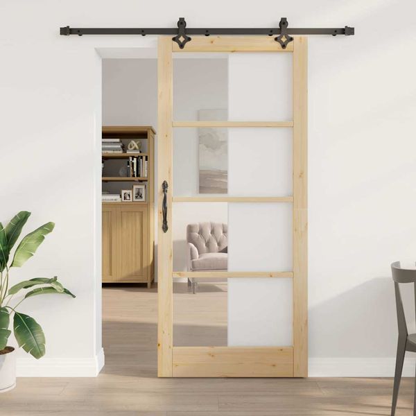 vidaXL Posuvné dvere ORKDAL Prírodná a čierna 93 x 211 cm