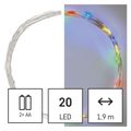 LED vianočný nano reťaz, 1,9 m, 2x AA, vnútorný, multicolor, časovač