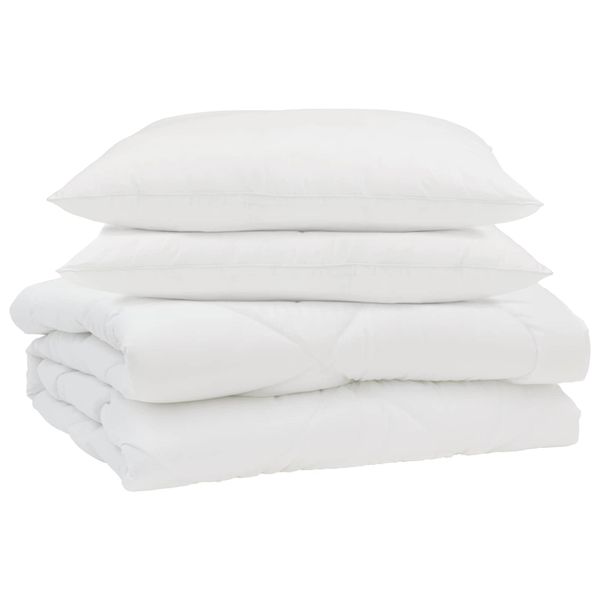 vidaXL Letná prikrývka s vankúšom 3 pcs Biela Mikrovlákno