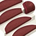 vidaXL Schodové rohože 15 ks 56x17x3 cm bordové polkruhové