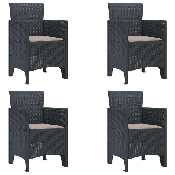 vidaXL Záhradná stolička 4 pcs Antracit 53 x 49 x 85 cm Polypropylén