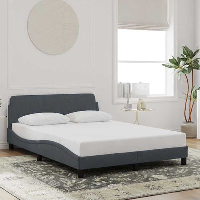 vidaXL Rám postele Dover tmavosivá 120x200 cm zamat