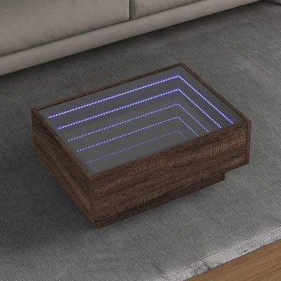 vidaXL Konferenčný stolík s LED hnedý dub 70x50x30 cm kompozitné drevo