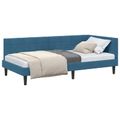 vidaXL Rohový rám postele s čelnou doskou Modrá 90 cm x 200 cm Zamat