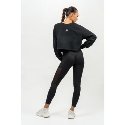 Crop mikina Gym Spirit Black - NEBBIA, veľkosť XS, veľkosť oblečenia XS