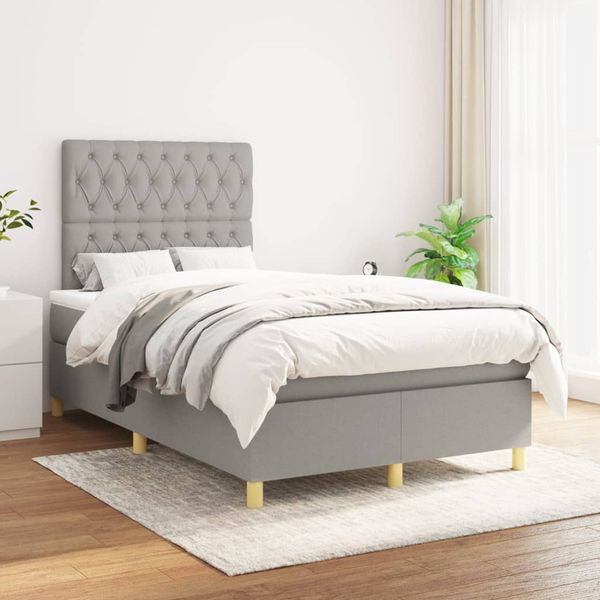 vidaXL Boxspring posteľ s matracom bledosivá 120x200 cm látka