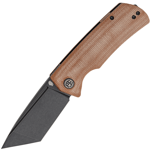 Petrified Fish PFP01TKMDW Beluga vreckový nôž 9,1 cm, Black Stonewash, hnedá, Micarta