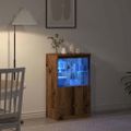 vidaXL LED komoda Hnedá 60 x 37 x 100 cm Kompozitné drevo