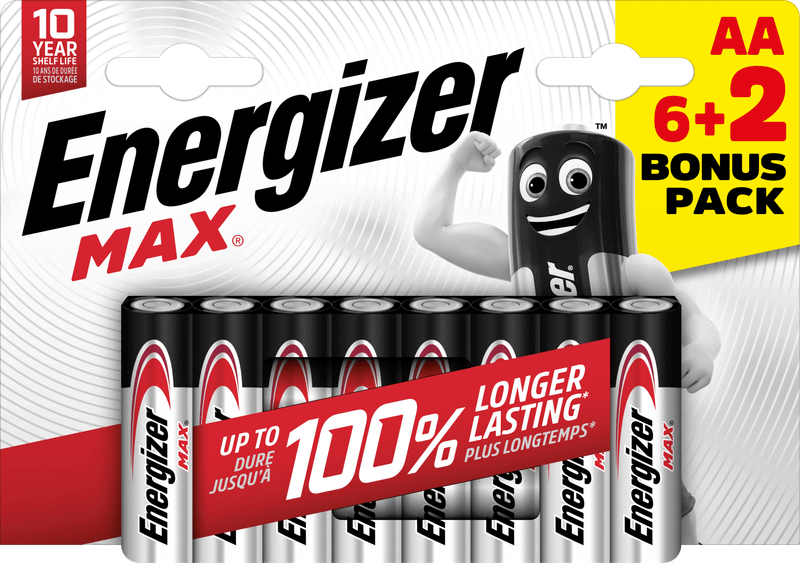 Energizer Max AA alkalické batérie 8ks (6+2) E303330200