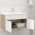 vidaXL Skrinka pod umývadlo biela+sonoma 80x38,5x46cm kompozitné drevo