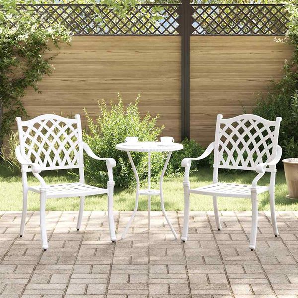 vidaXL Záhradná stolička 2 pcs Biela 56 x 55 x 92.5cm Hliník