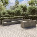 vidaXL 11-dielna záhradná sedacia súprava s podložkami polyratan sivá