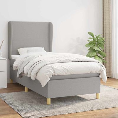 vidaXL Posteľný rám boxsping s matracom bledosivý 90x190 cm látka