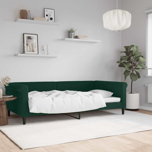 vidaXL Denná posteľ tmavozelená 100x200 cm zamat