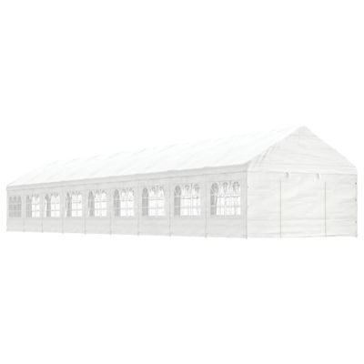 vidaXL Altánok so strechou, biely 20,07x4,08x3,22 m, polyetylén