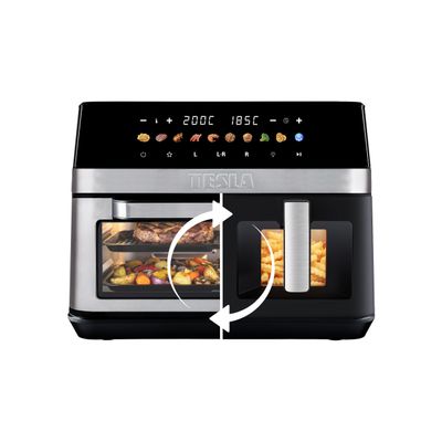 TESLA AirCook DualZone Q787 XXL Deluxe - multifunkčná duálna digitálna horúcovzdušná fritéza