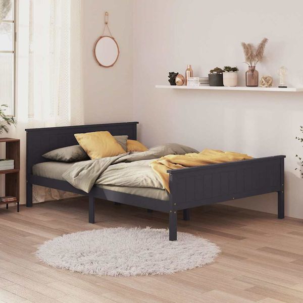 vidaXL Posteľný rám sivý borovicový masív 120x200 cm